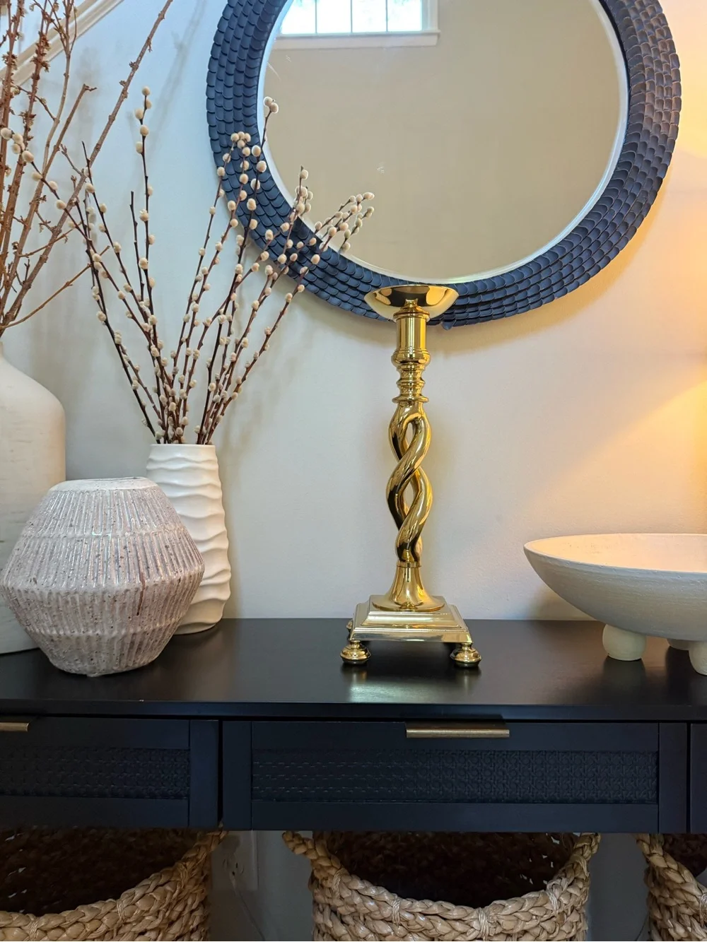 MCM vintage Brass Barley Twist Candle Holder